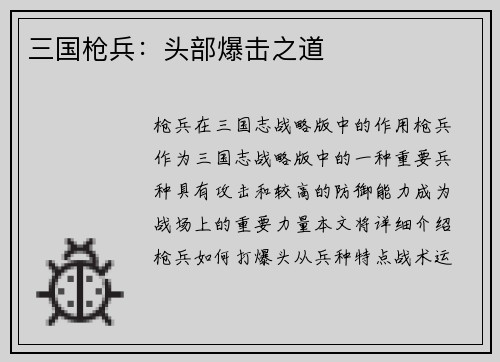 三国枪兵：头部爆击之道